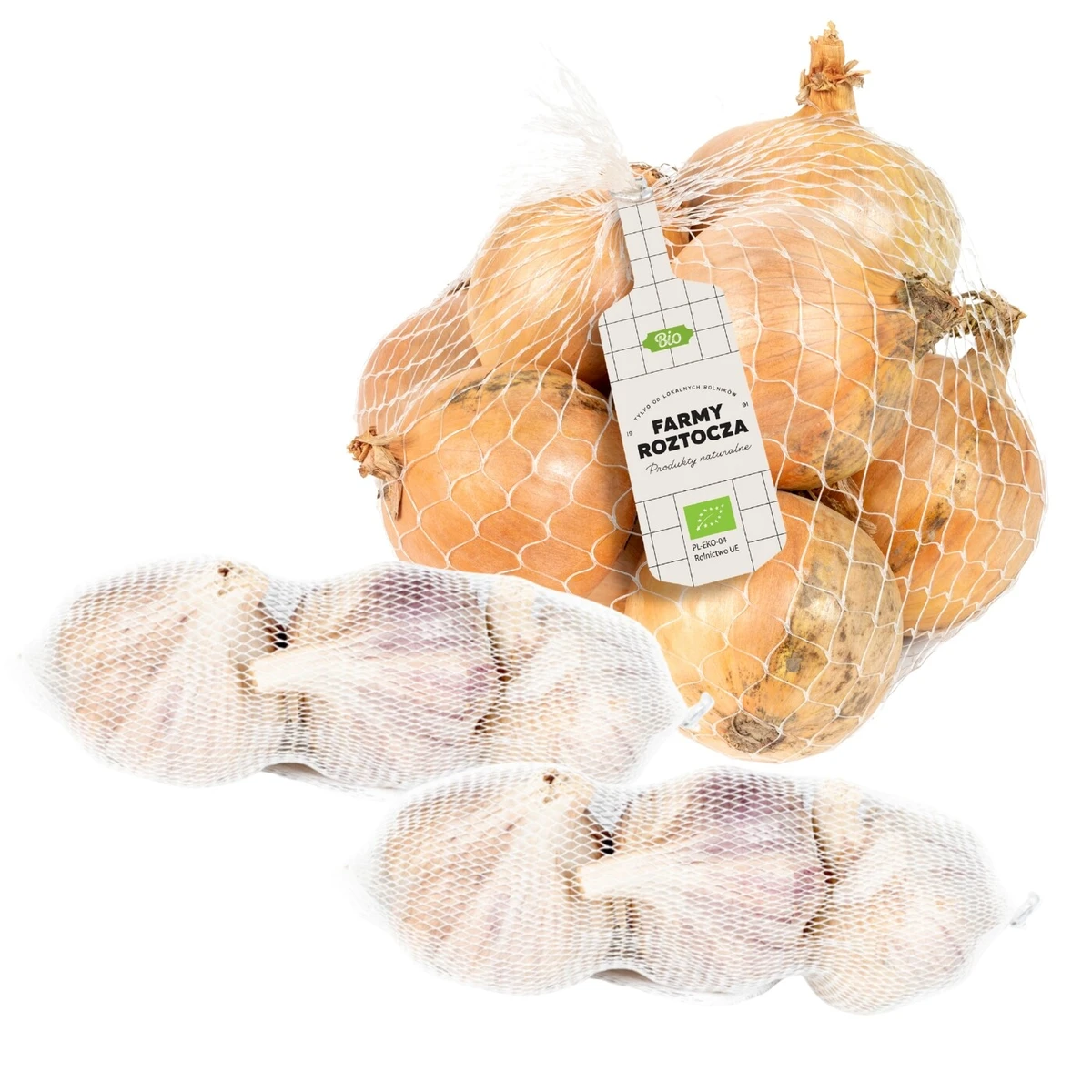 Zestaw warzyw Bio: czosnek 2 opakowania, cebula, Farmy Roztocza