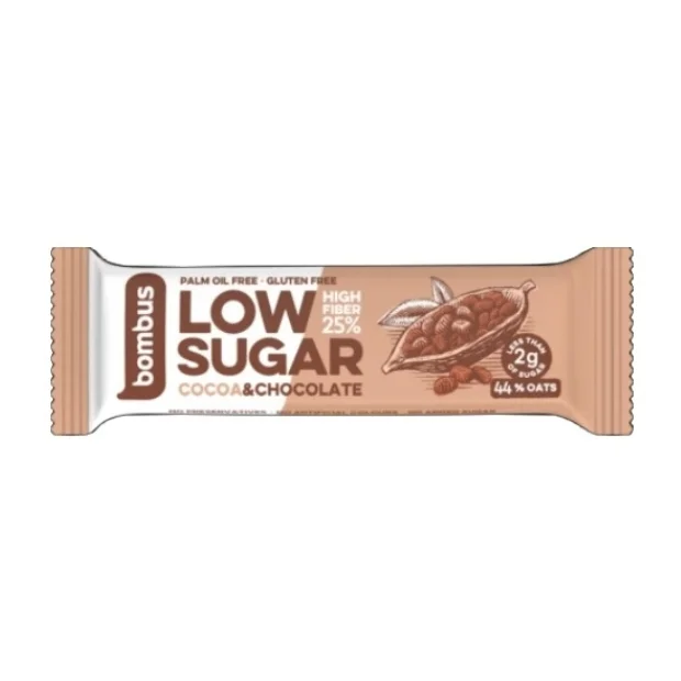 Baton Low Sugar kakao - czekolada bez glutenu, 40 g, Bombus