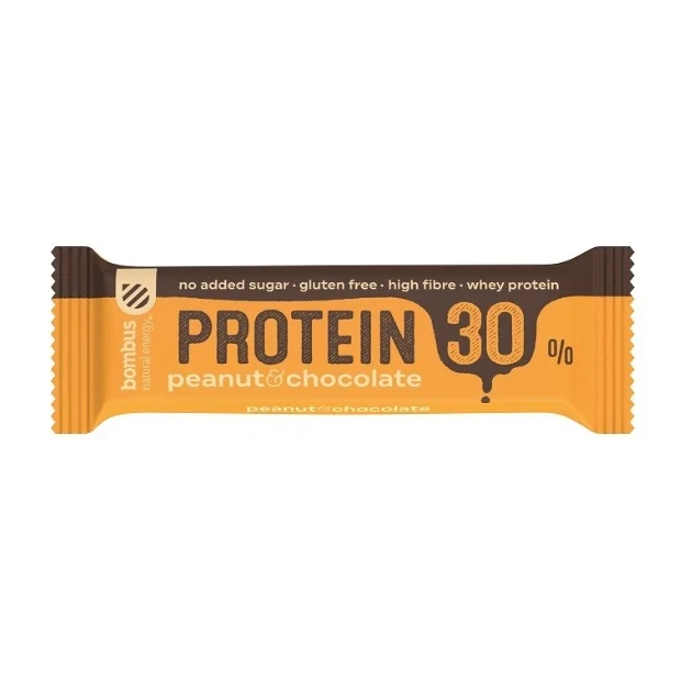 Baton Protein 30% orzech ziemny - czekolada bez glutenu, 50 g, Bombus