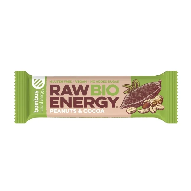Baton Raw Energy orzech ziemny - kakao bez glutenu Bio, 50 g, Bombus