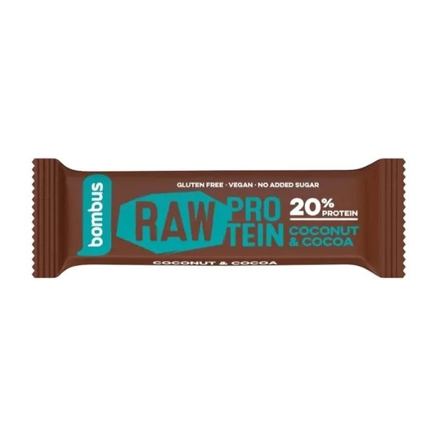 Baton Raw Protein kokos - kakao bez glutenu Bio, 50 g, Bombus