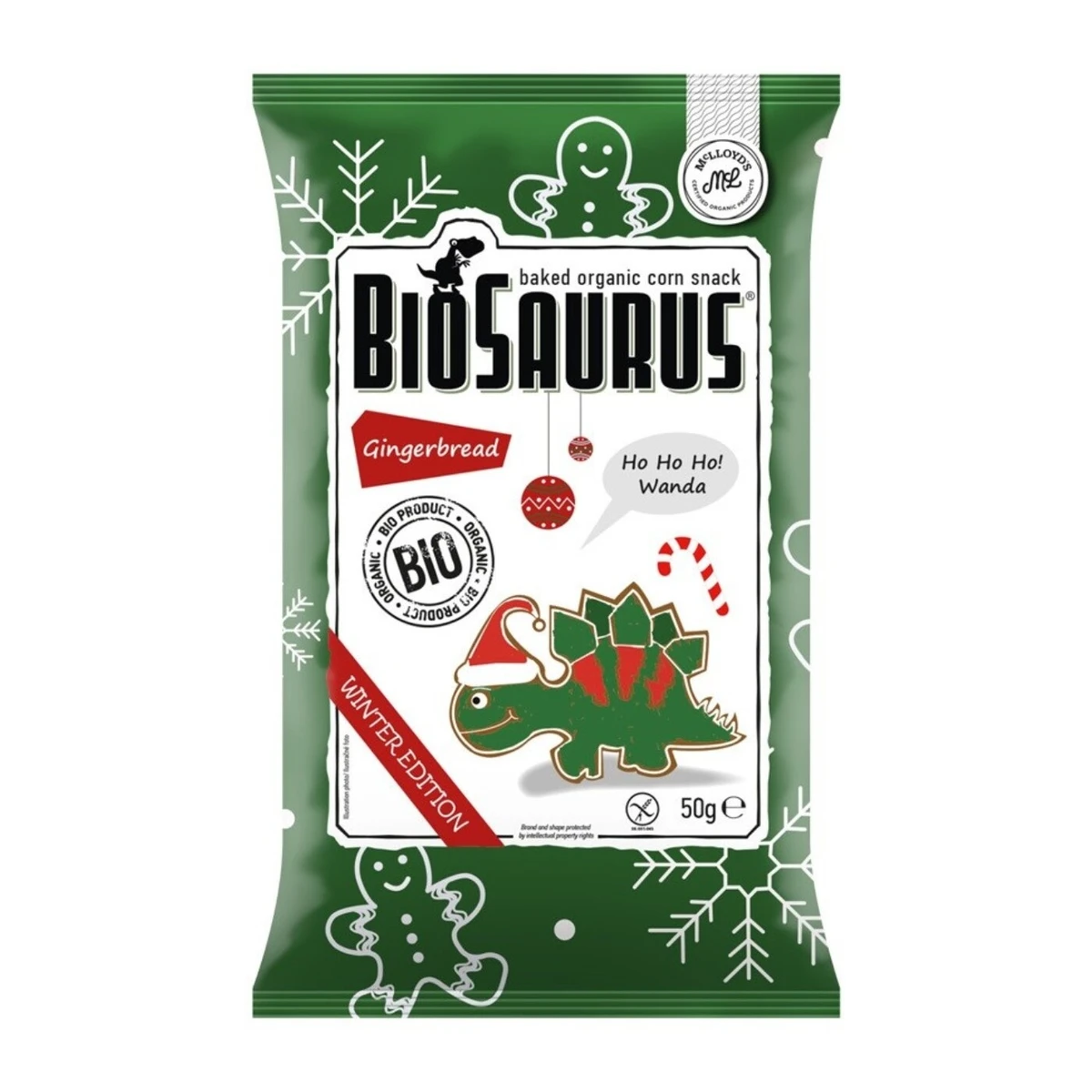 Chrupki kukurydziane Dinozaury ZIMOWE o smaku piernikowym bezglutenowe Bio, Biosaurus