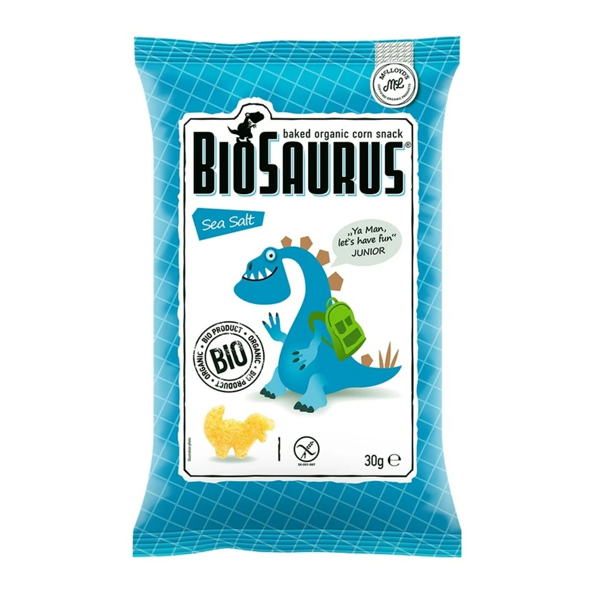 Chrupki kukurydziane Dinozaury z solą morską bezglutenowe BIO 30 g