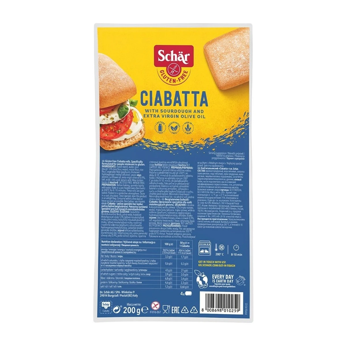 Ciabatta- bułki do zapiekania, bezglutenowe, Schär