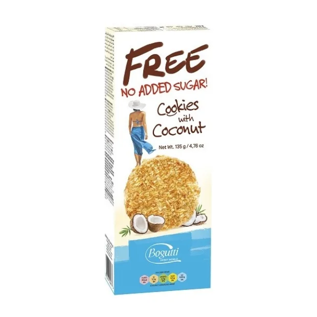 Ciasteczka z kokosem bez cukru, 135 g, Bogutti