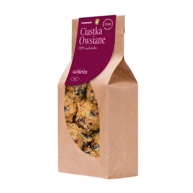 Ciastka owsiane z wiśnią, 300 g, Foodnest