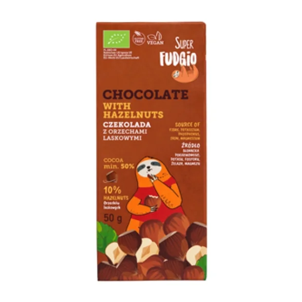 Czekolada z orzechami laskowymi bezglutenowa Bio, 50 g, Me Gusto