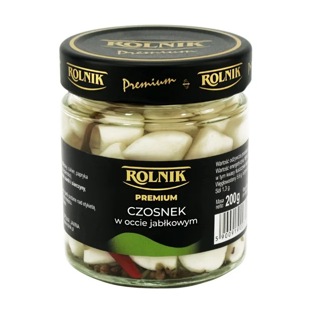 Czosnek marynowany na occie jabłkowym, 200 g, Rolnik