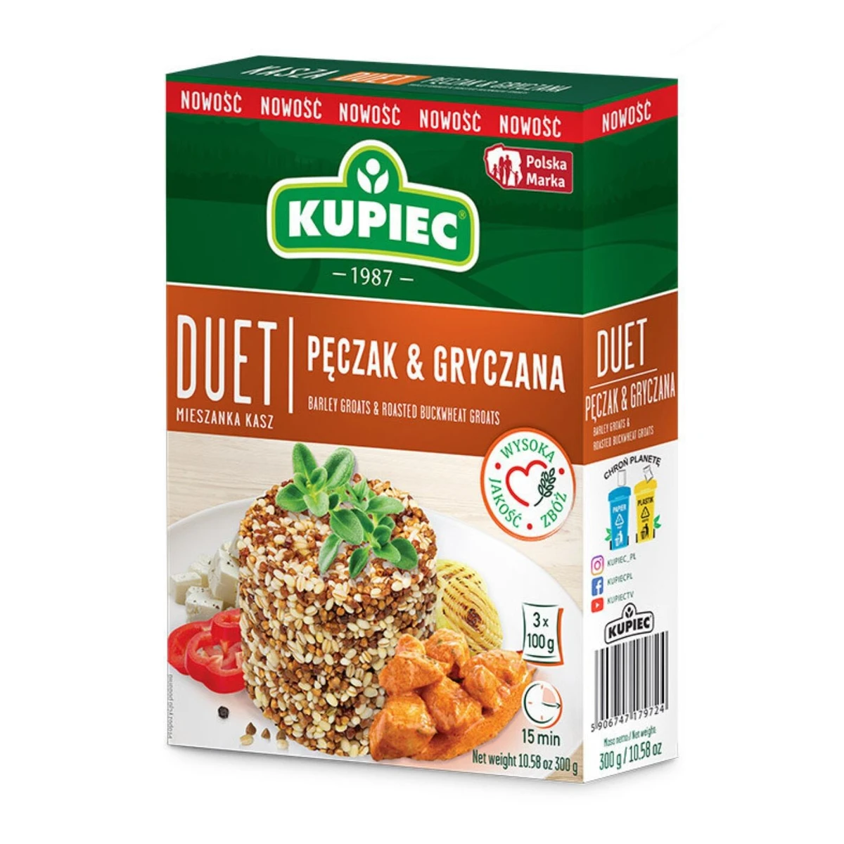 Duet mieszanka kasz pęczak i gryczana, saszetki, Kupiec