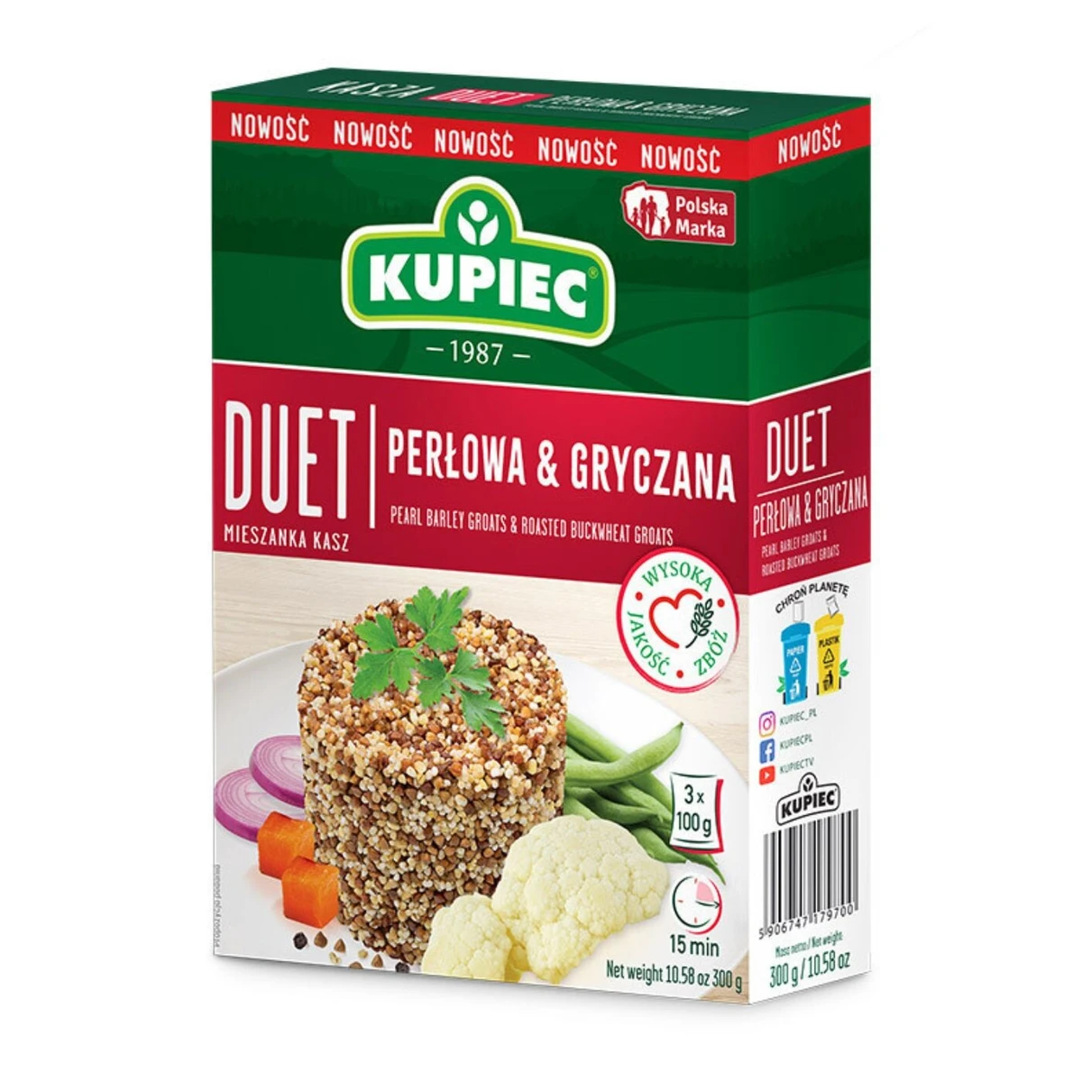 Duet mieszanka kasz perłowa i gryczana, saszetki, Kupiec