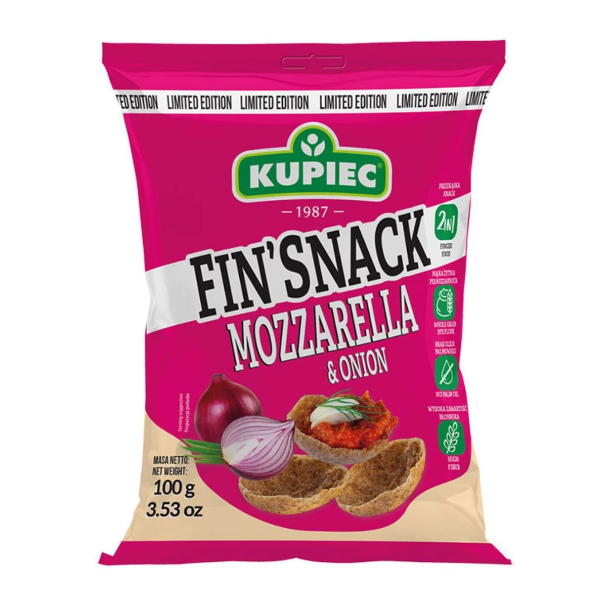 Fin’snack snacki żytnie o smaku mozzarelli i cebulki, Kupiec
