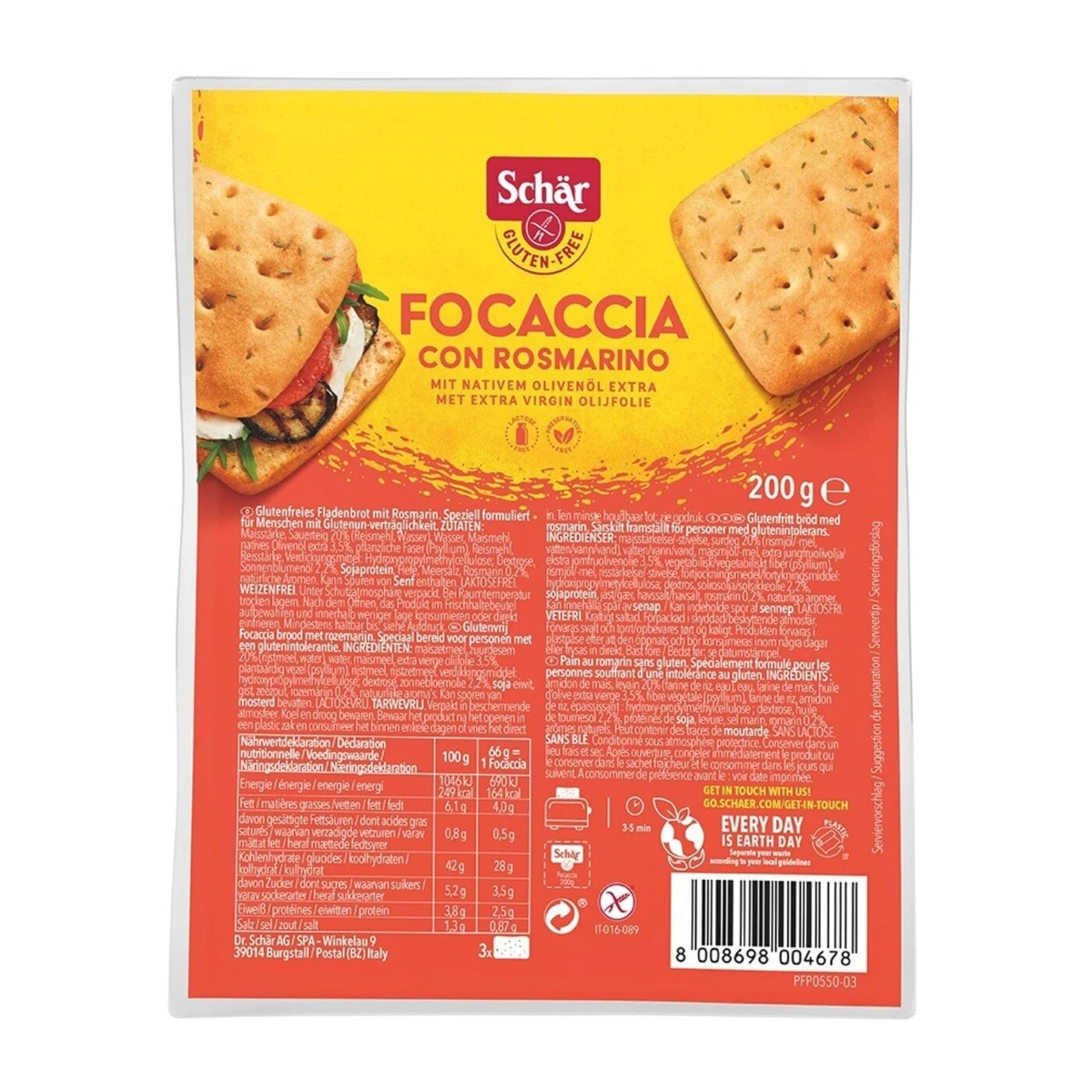 Focaccia z rozmarynem, bezglutenowa, Schär