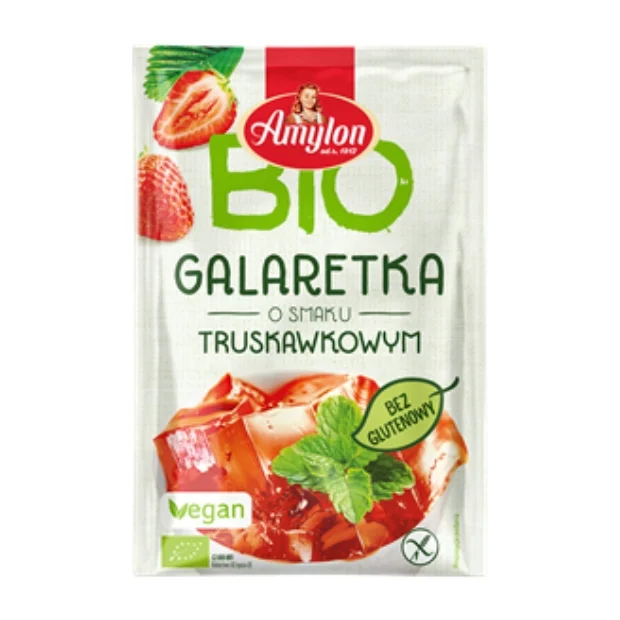 Galaretka z agarem o smaku truskawkowym bezglutenowa Bio, 40 g, Amylon