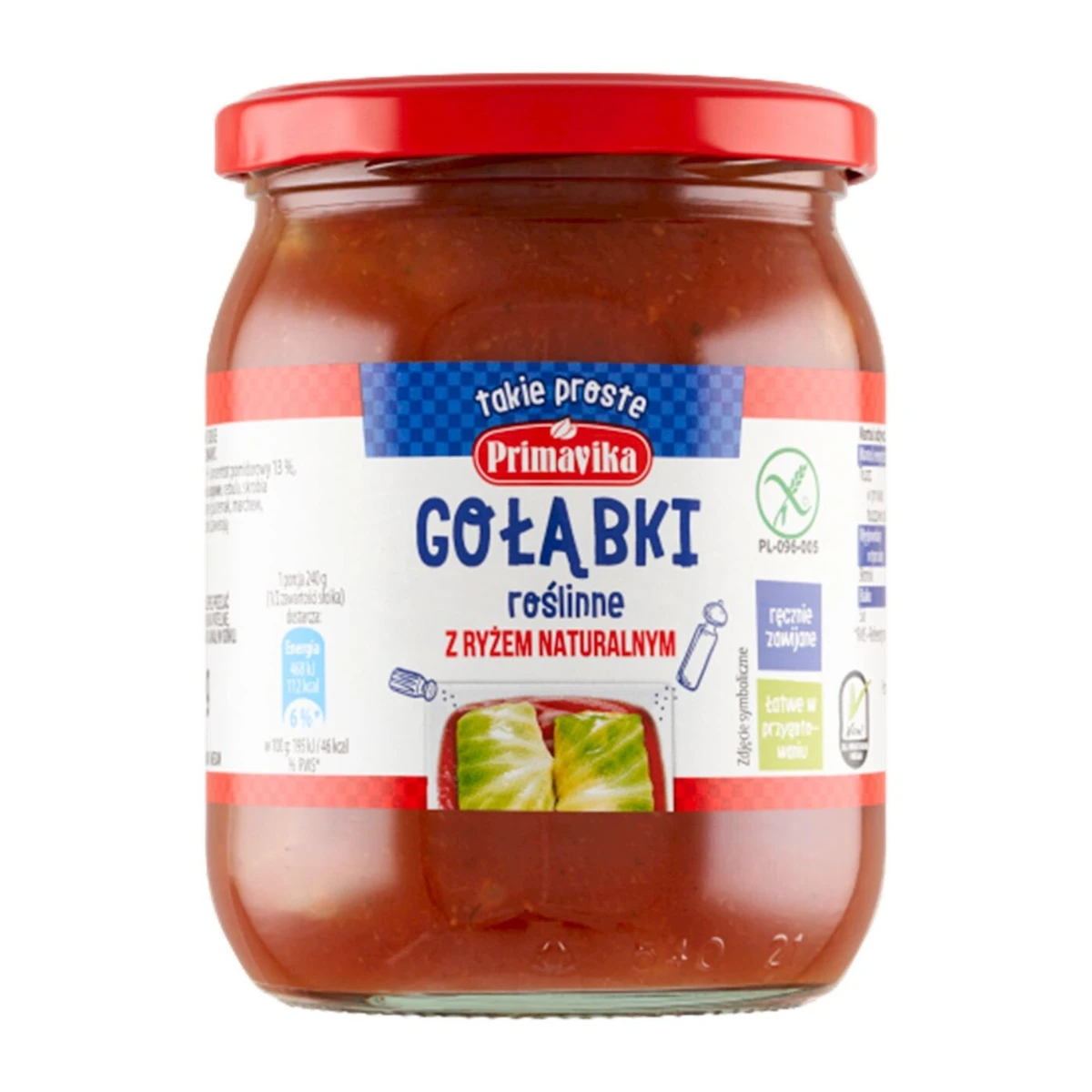 Gołąbki wegańskie z ryżem i pieczarkami w sosie pomidorowym, Primavika