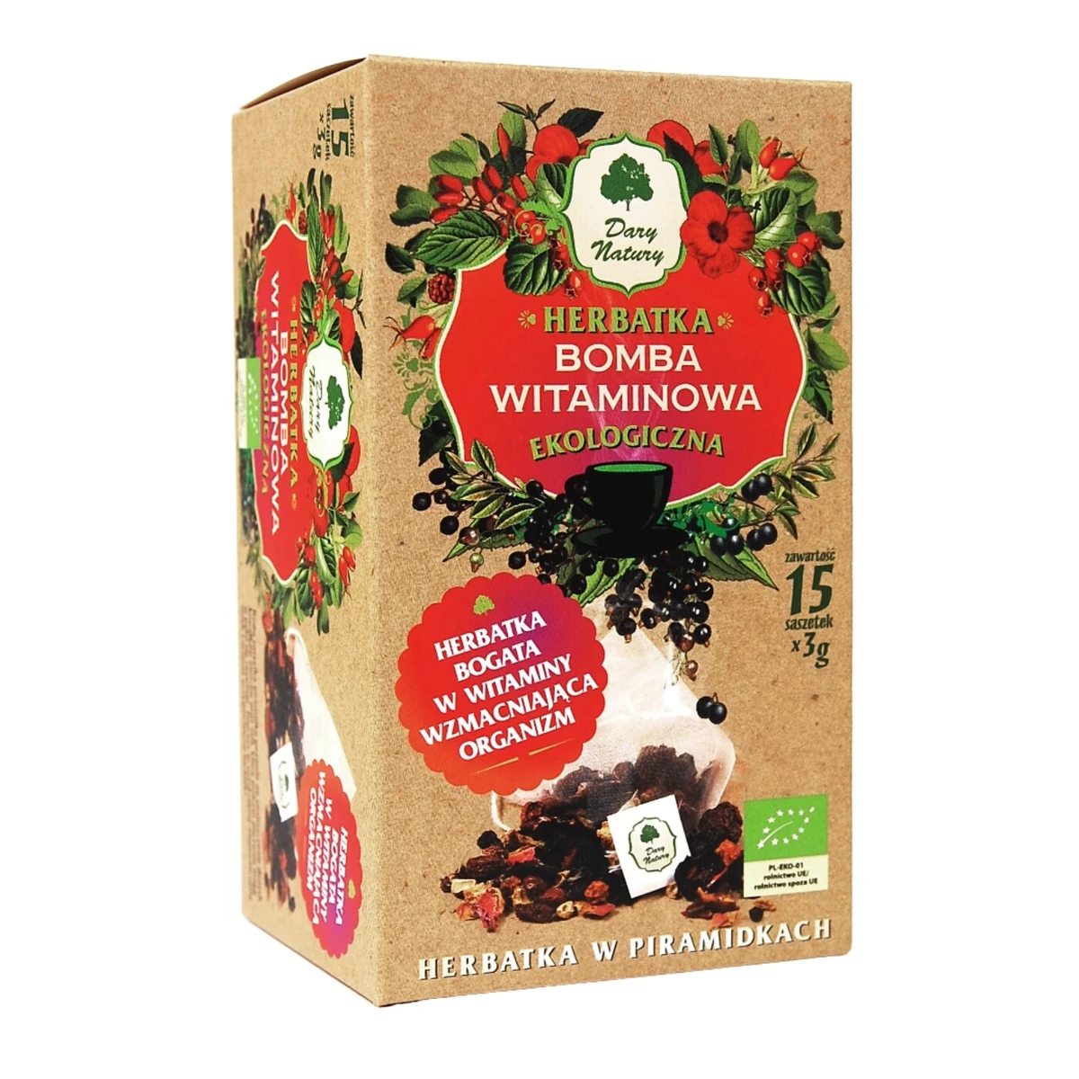 Herbatka bomba witaminowa Bio, piramidki, 45g, Dary Natury