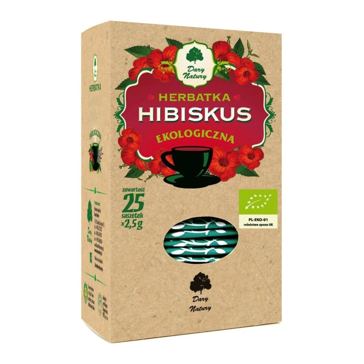 Herbatka hibiskus Bio, saszetki, Dary Natury  