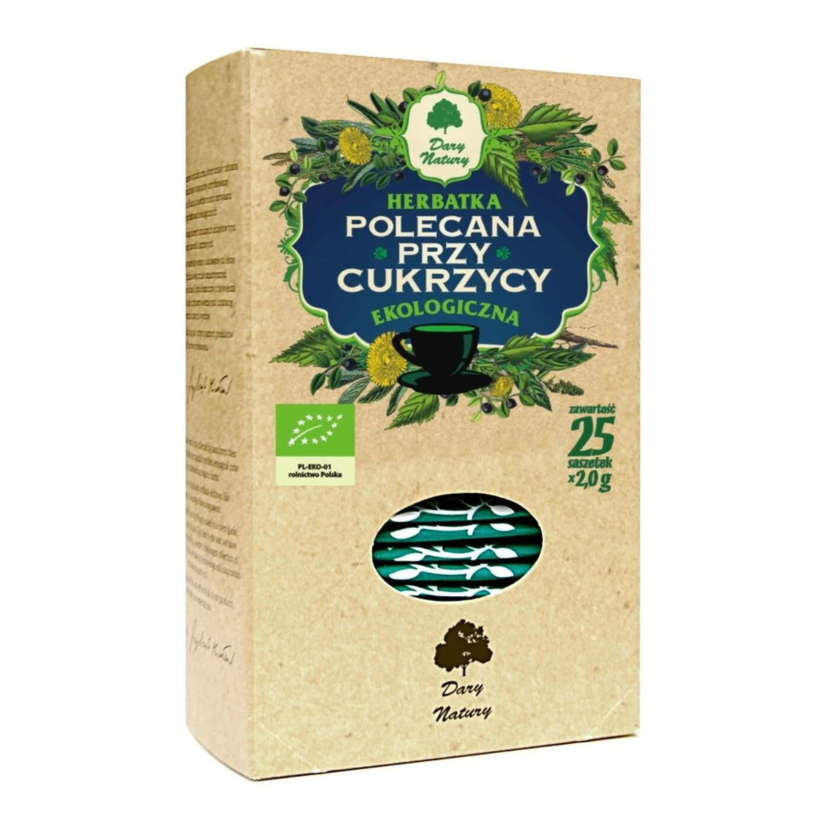 Herbatka polecana przy cukrzycy Bio, saszetki, Dary Natury