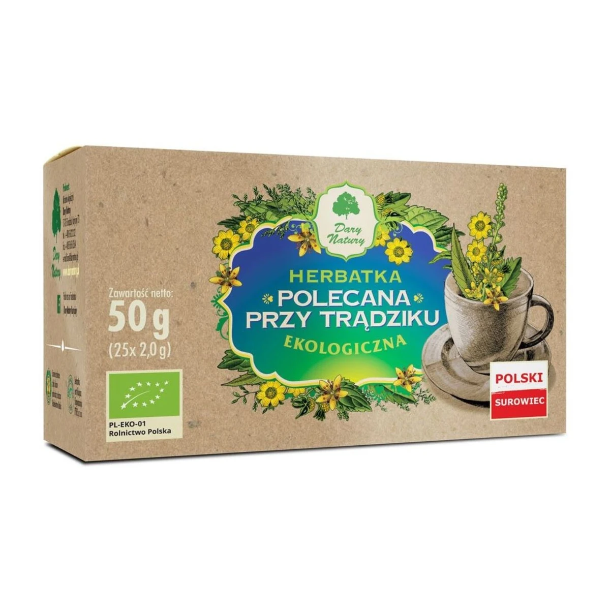 Herbatka polecana przy trądziku Bio, saszetki, Dary Natury