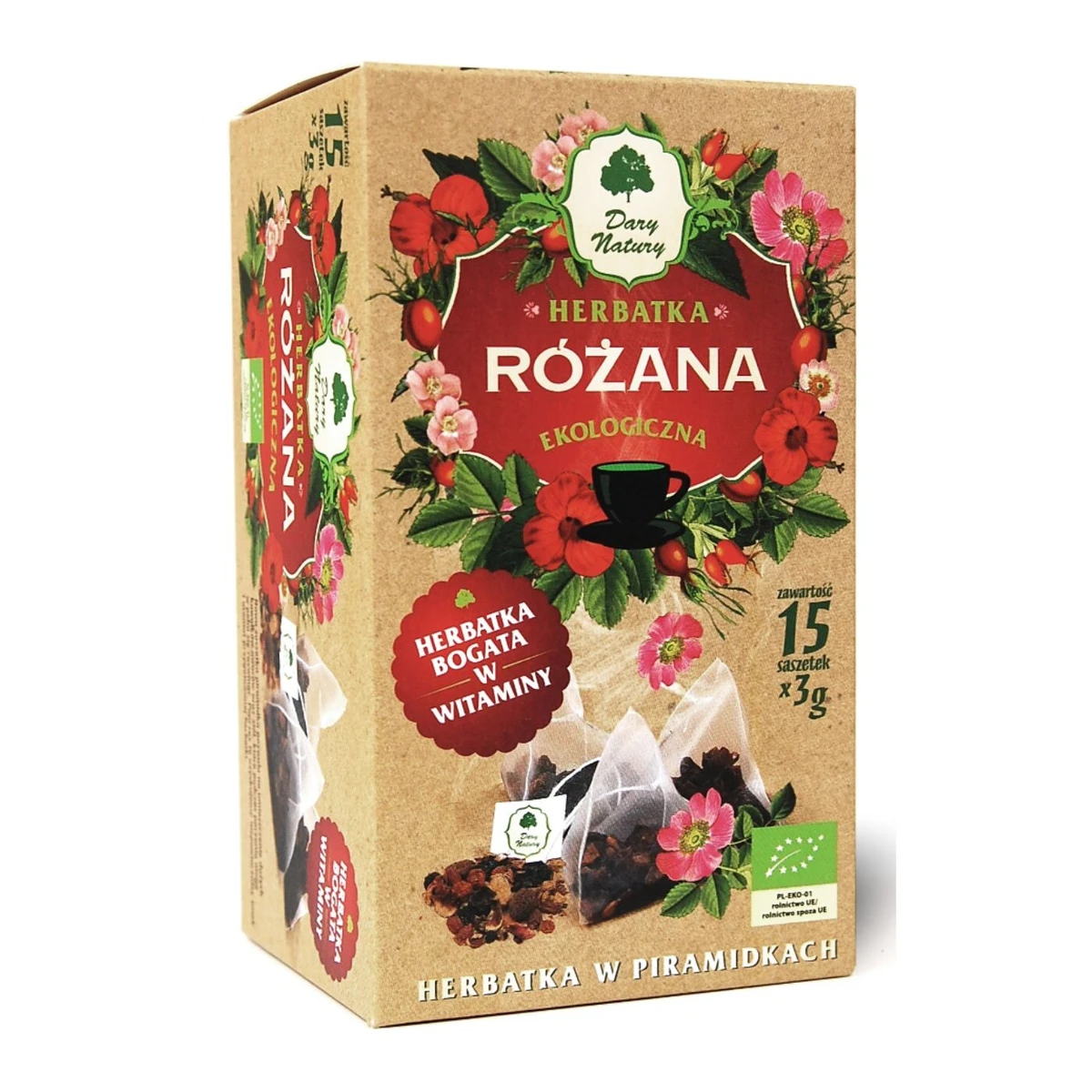 Herbatka różana Bio, piramidki, Dary Natury