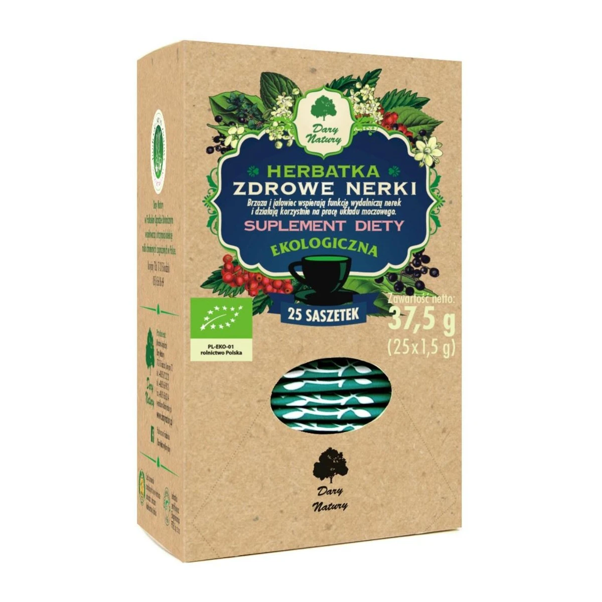 Herbatka zdrowe nerki Bio, saszetki, Dary Natury