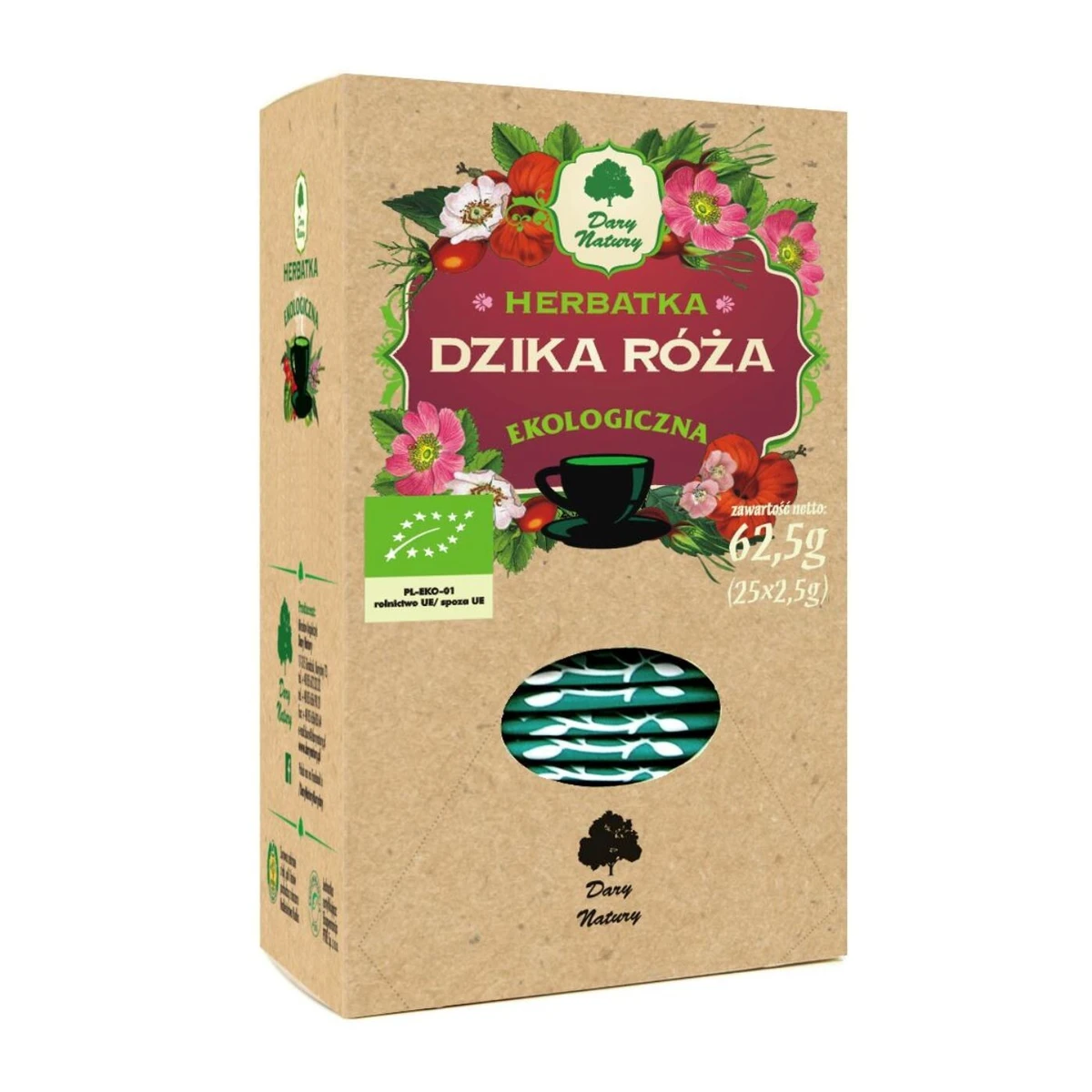 Herbatka z dzikiej róży Bio, saszetki, Dary Natury