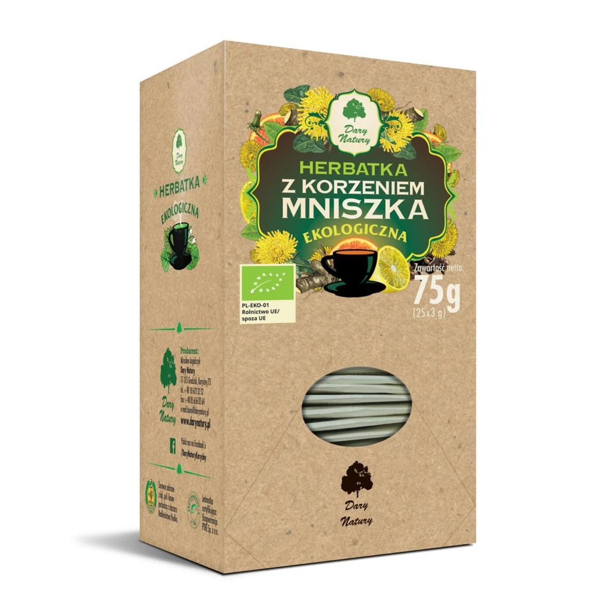 Herbatka z korzeniem mniszka Bio, saszetki, Dary Natury