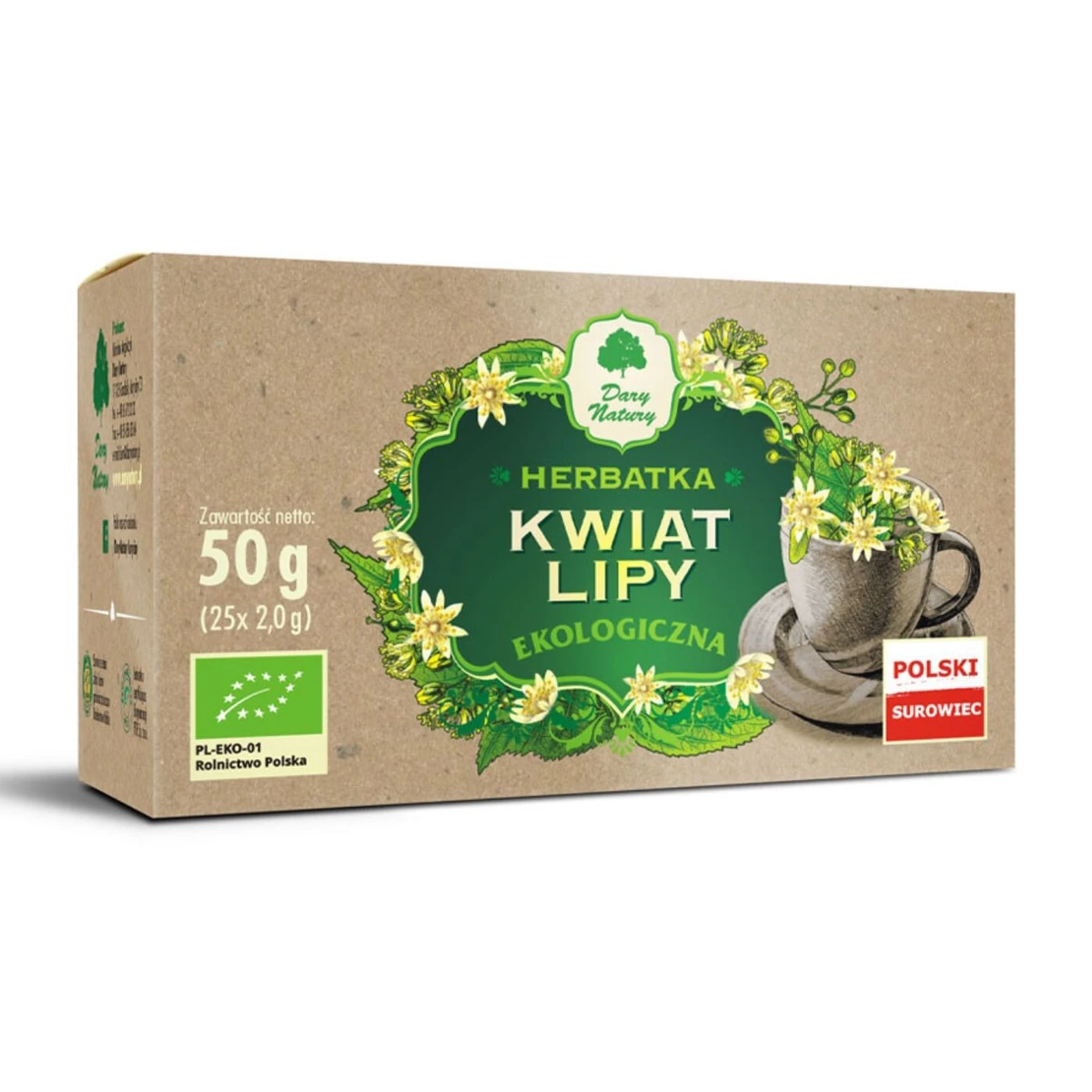 Herbatka z kwiatu lipy Bio, saszetki, Dary Natury