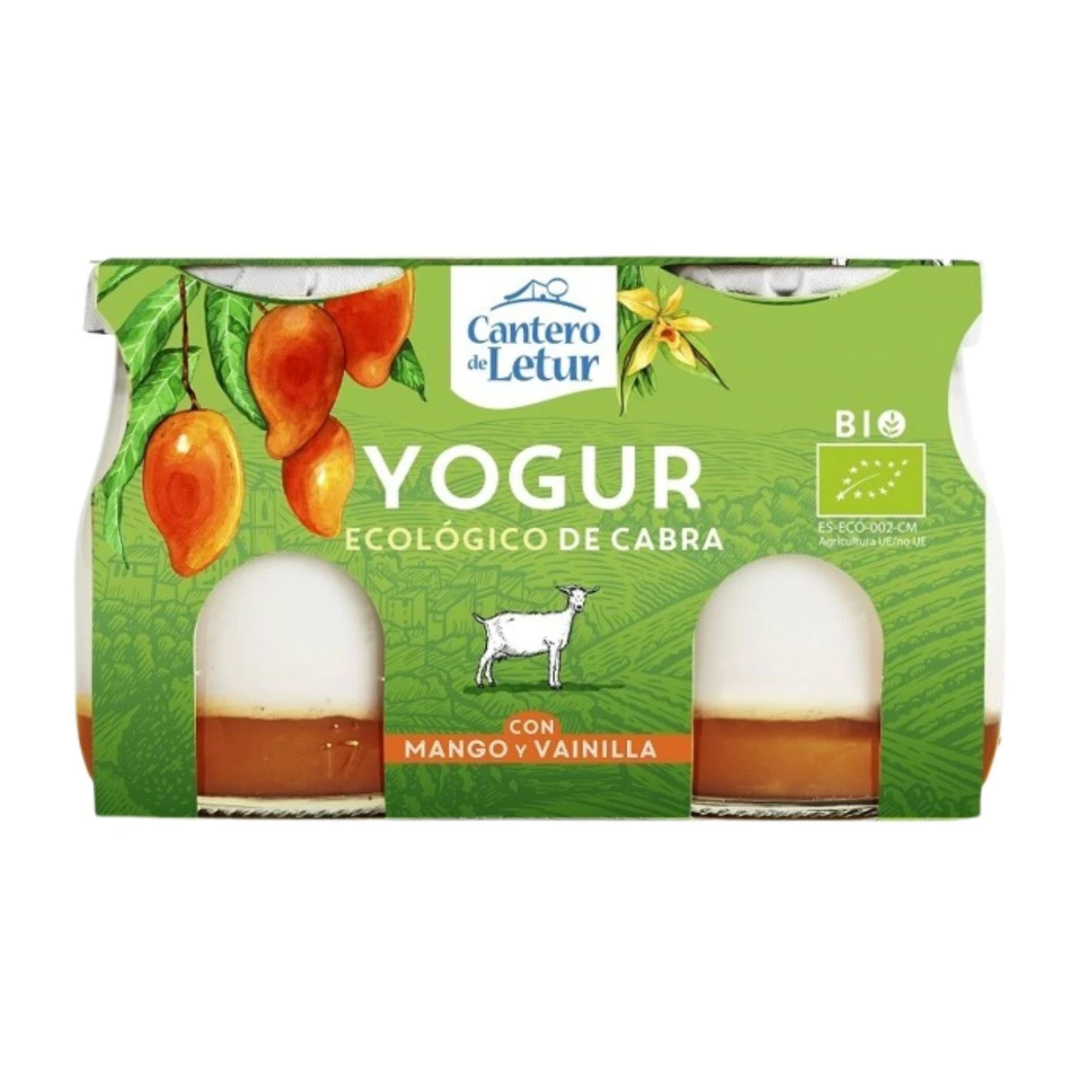 Jogurt kozi z mango i wanilią Bio, 2 x 125g, Cantero de Letur