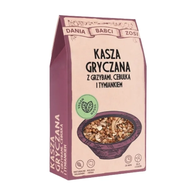 Kasza gryczana z grzybami, cebulką i tymiankiem, 250 g, Dania Babci Zosi 