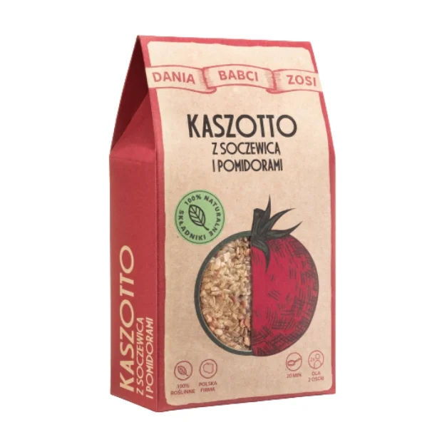 Kaszotto z soczewicą i pomidorami 100% naturalny skład, 200 g, Dania Babci Zosi
