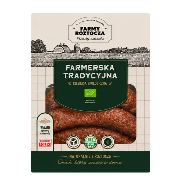 Kiełbasa Farmerska Tradycyjna Bio, 400 g, Farmy Roztocza