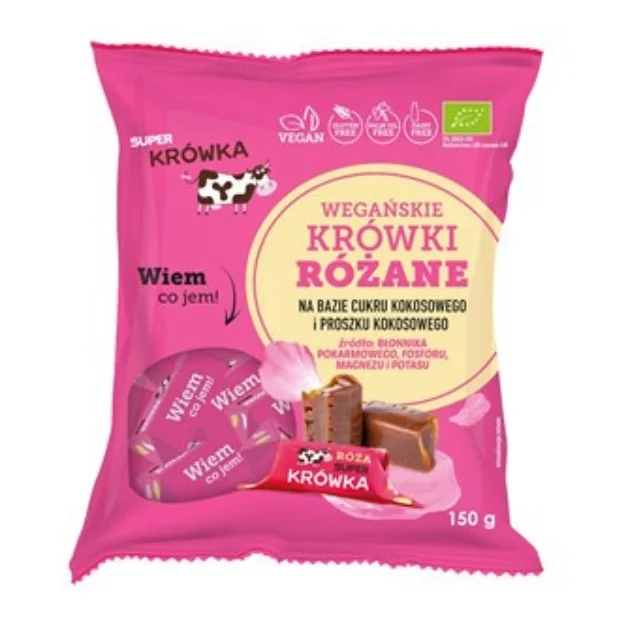 Krówki o smaku różanym bezmleczne bezglutenowe Bio, 150 g, Me Gusto