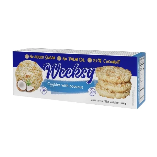 Kruche ciasteczka kokosowe bez cukru, 120 g, Bogutti