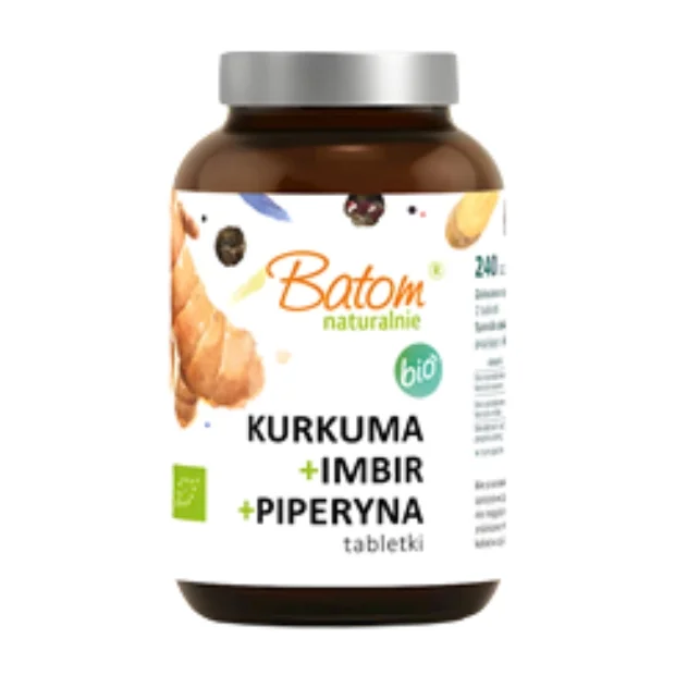 Kurkuma + imbir + piperyna Bio, 240 tabletek, Batom