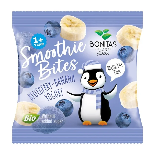 Liofilizowana przekąska borówka-banan-jogurt Bio, 10 g, Bonitas