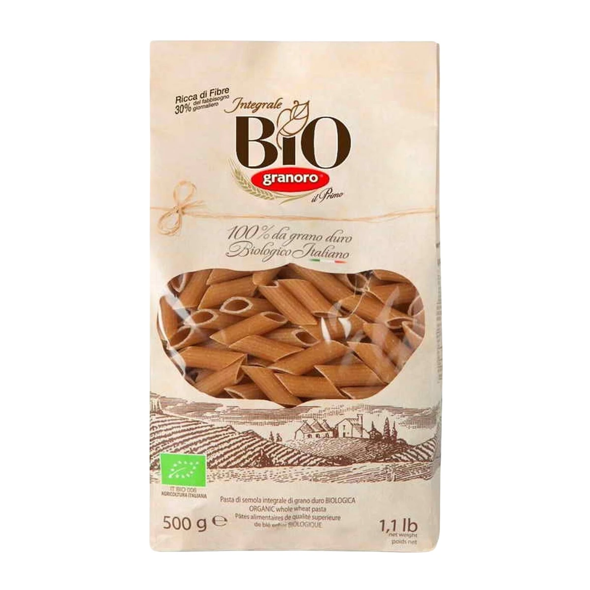 Makaron mezze penne rigate pełnoziarnisty Bio, Granoro