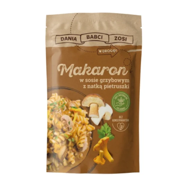Makaron w sosie grzybowym z natką pietruszki instant 100% naturalny skład, 61 g, Dania Babci Zosi