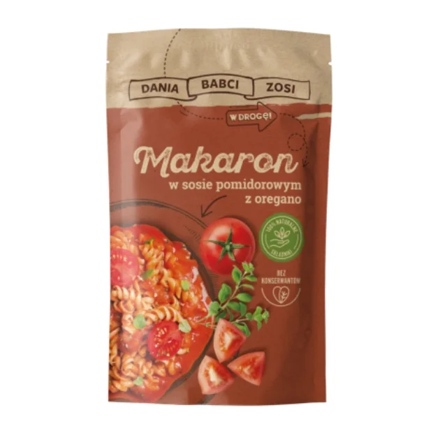 Makaron w sosie pomidorowym z oregano instant 100% naturalny skład, 70 g, Dania Babci Zosi