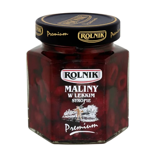 Maliny w lekkim syropie, 320 g, Rolnik