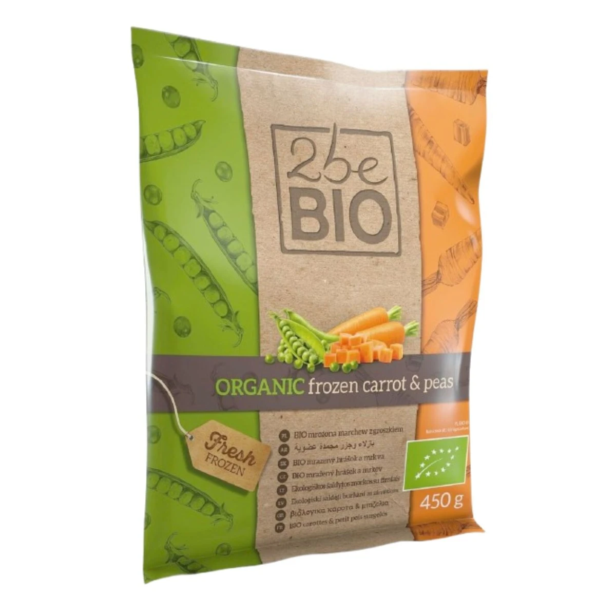 Marchewka z groszkiem mrożona Bio, 2beBIO