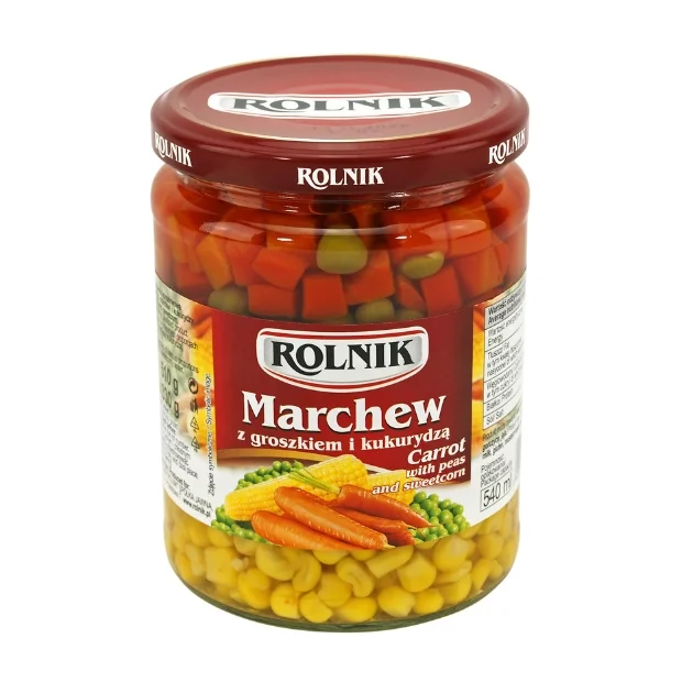 Marchew z groszkiem i kukurydzą, 540 g, Rolnik