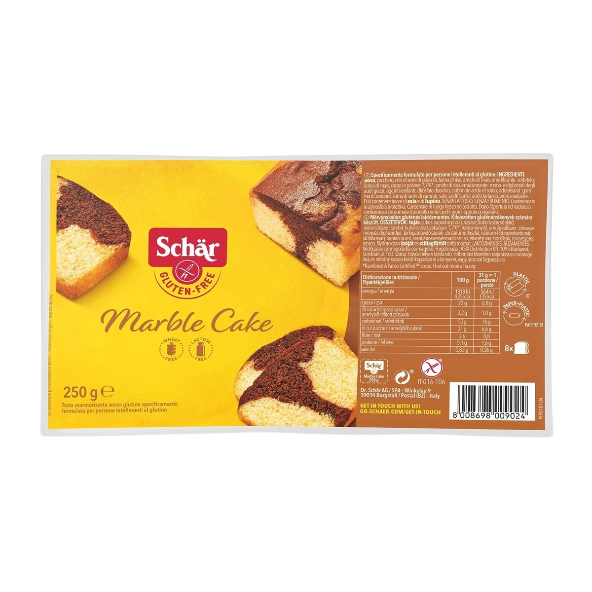 Marmorkuchen - ciasto kakaowe, bezglutenowe, Schär