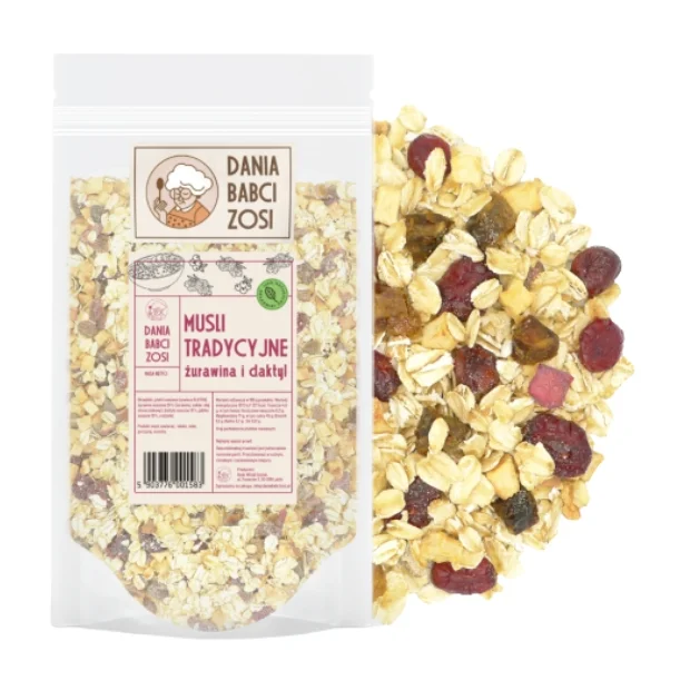 Musli tradycyjne żurawina i daktyl, 1 kg, Dania Babci Zosi
