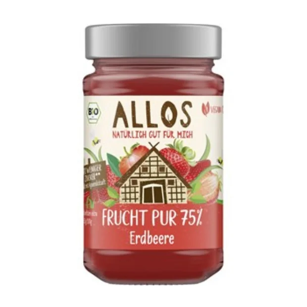 Mus truskawkowy 75 % owoców Bio, 250 g, Allos
