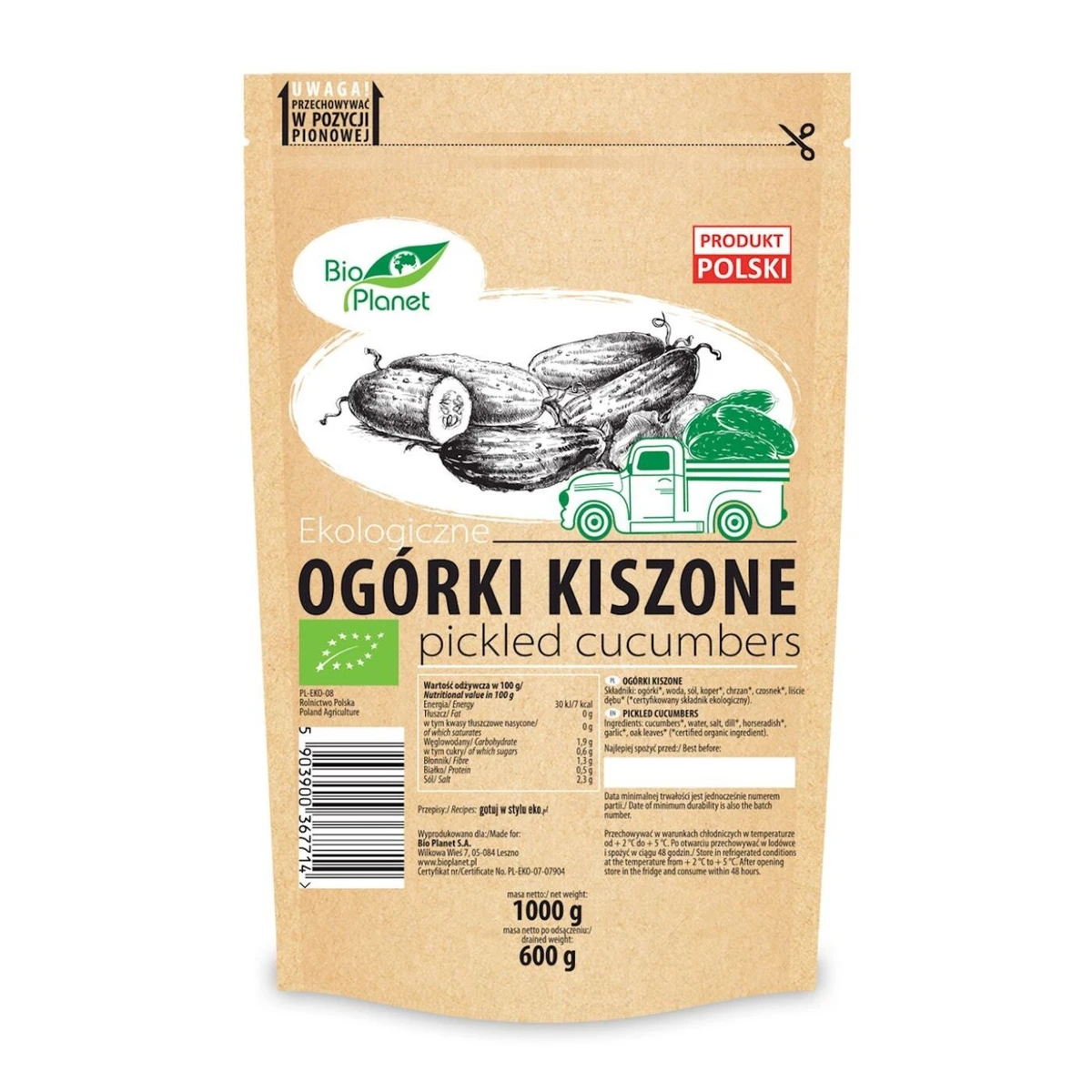 Ogórki kiszone Bio, 1kg, Bio Planet