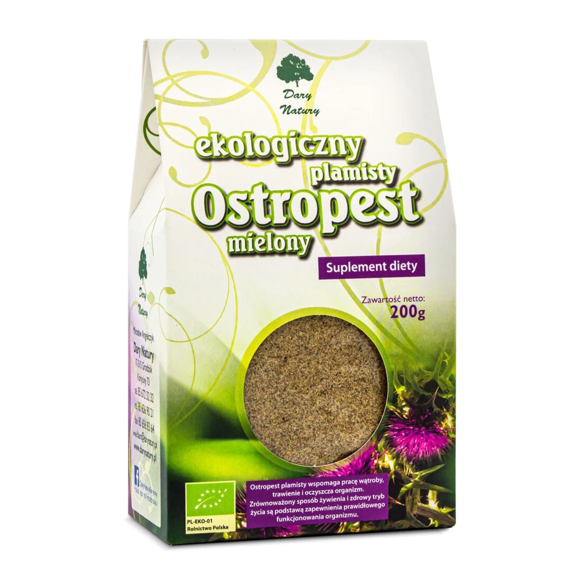 Ostropest plamisty mielony Bio, 200g, Dary Natury