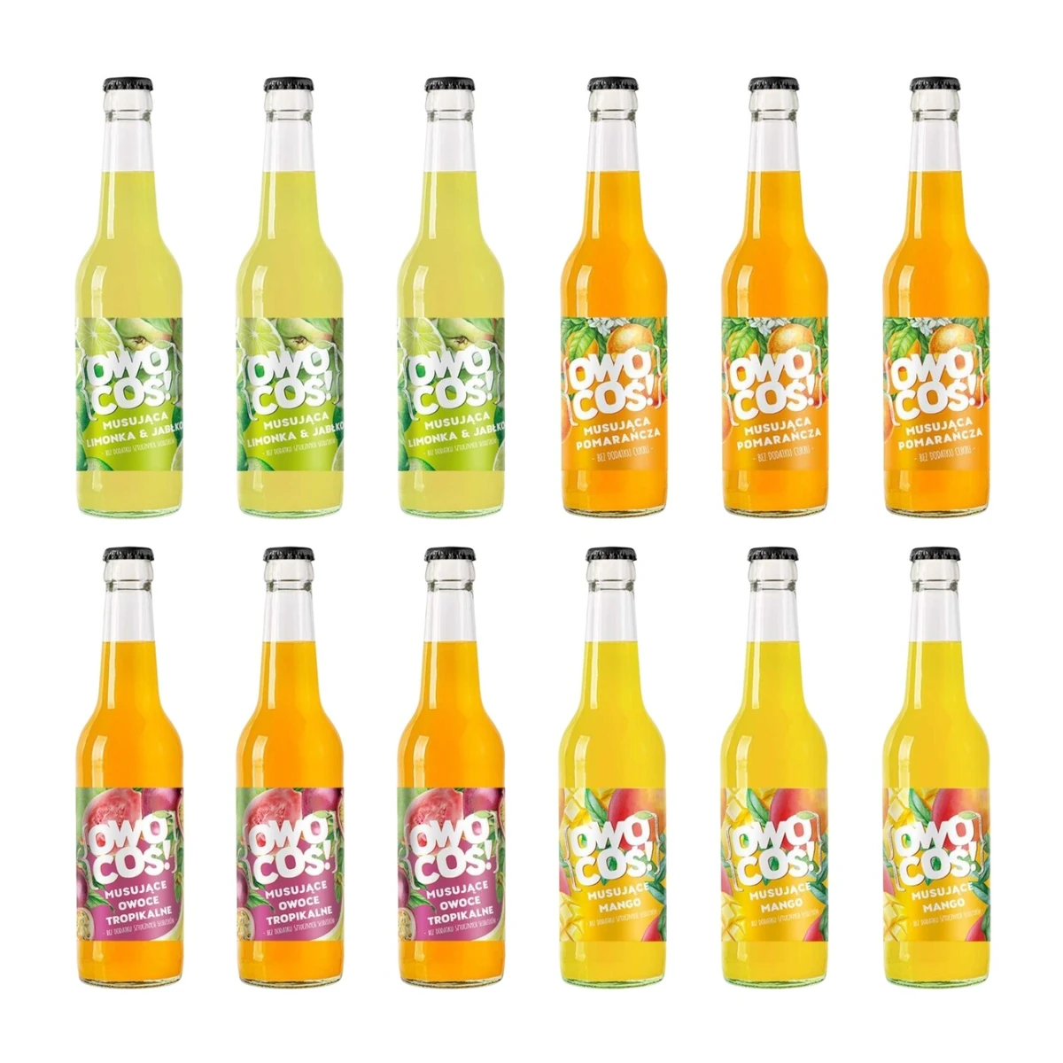 Zestaw napojów: limonka, pomarańcza, owoce tropikalne, mango, Owocowe Smaki