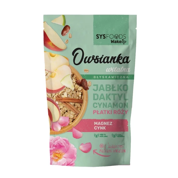 Owsianka Witalna z jabłkiem, daktylem, cynamonem i płatkami róży, 350 g, Dania Babci Zosi