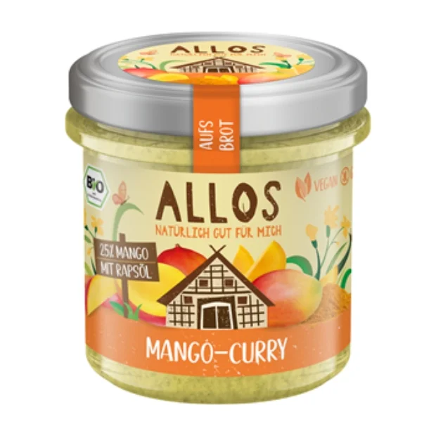 Pasta kremowa z mango i curry bezglutenowa Bio, 140 g, Allos