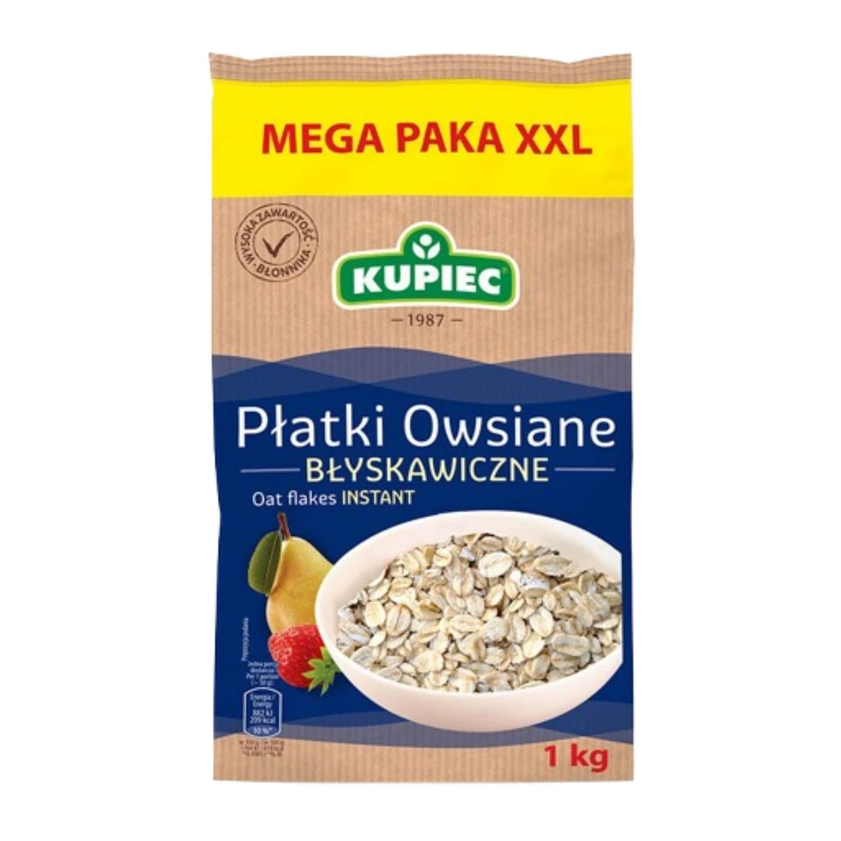 Płatki owsiane błyskawiczne, 1kg, Kupiec